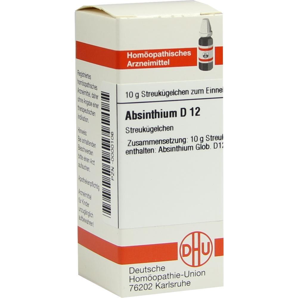 Eine Packung hom&ouml;opathischer Streuk&uuml;gelchen namens Absinthium D12.