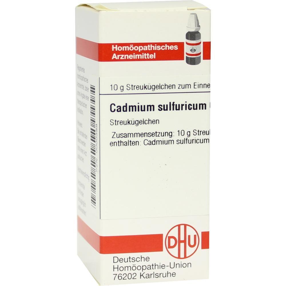 Verpackung mit hom&ouml;opathischen Streuk&uuml;gelchen, Aufschrift &bdquo;Cadmium sulfuricum&ldquo;.