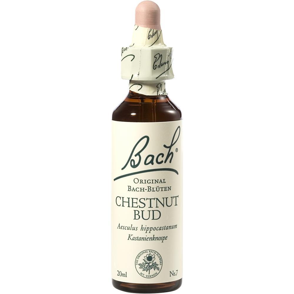 Flasche mit Bach-Blüten-Essenz "Chestnut Bud", 20 ml, mit Pipettenverschluss.
