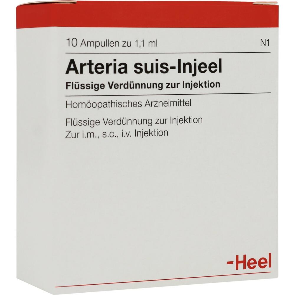 Eine Packung mit hom&ouml;opathischem Arzneimittel zur Injektion namens Arteria suis-Injeel.