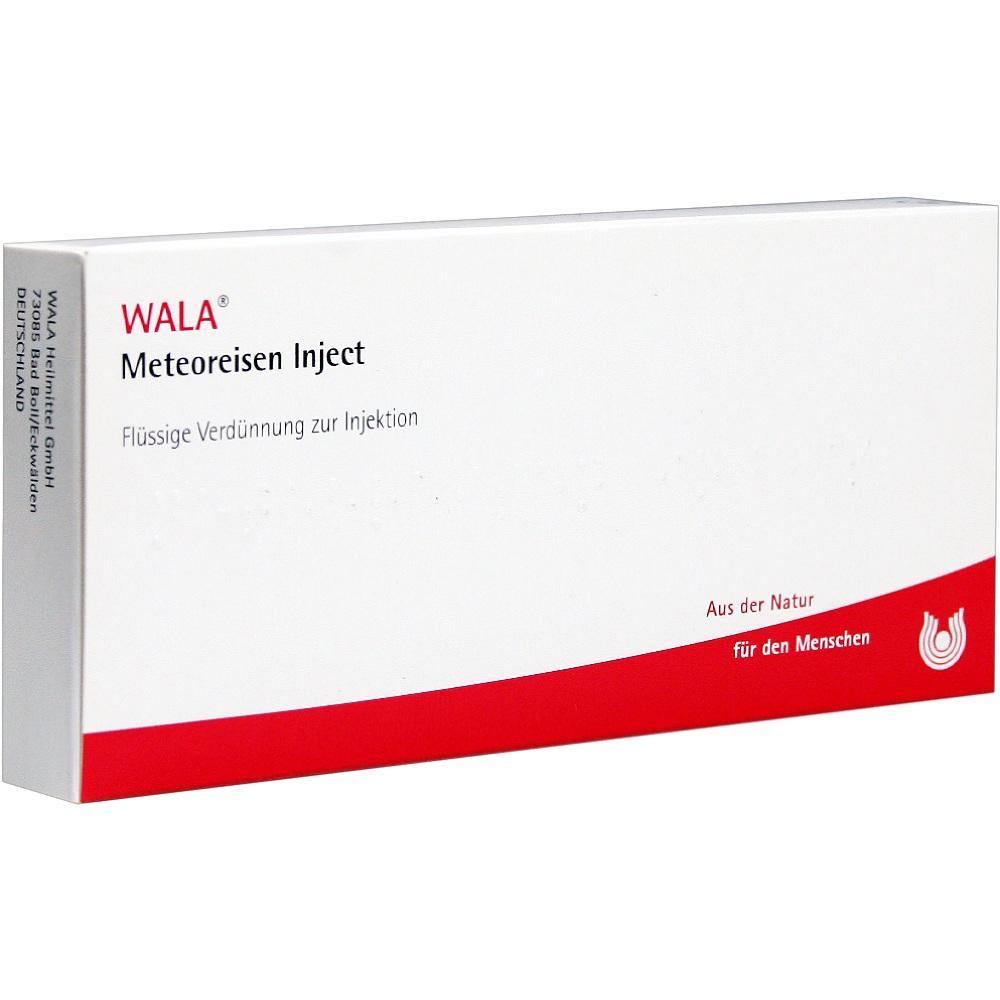 Weiße Verpackung mit rotem Rand, beschriftet mit "WALA Meteoreisen Inject".