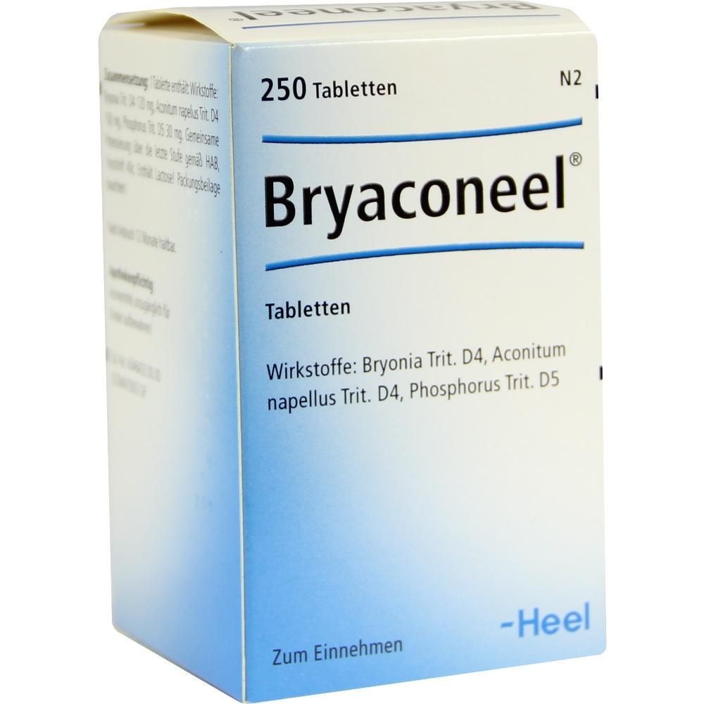 Eine Medikamentenschachtel mit dem Namen "Bryaconeel" und 250 Tabletten.