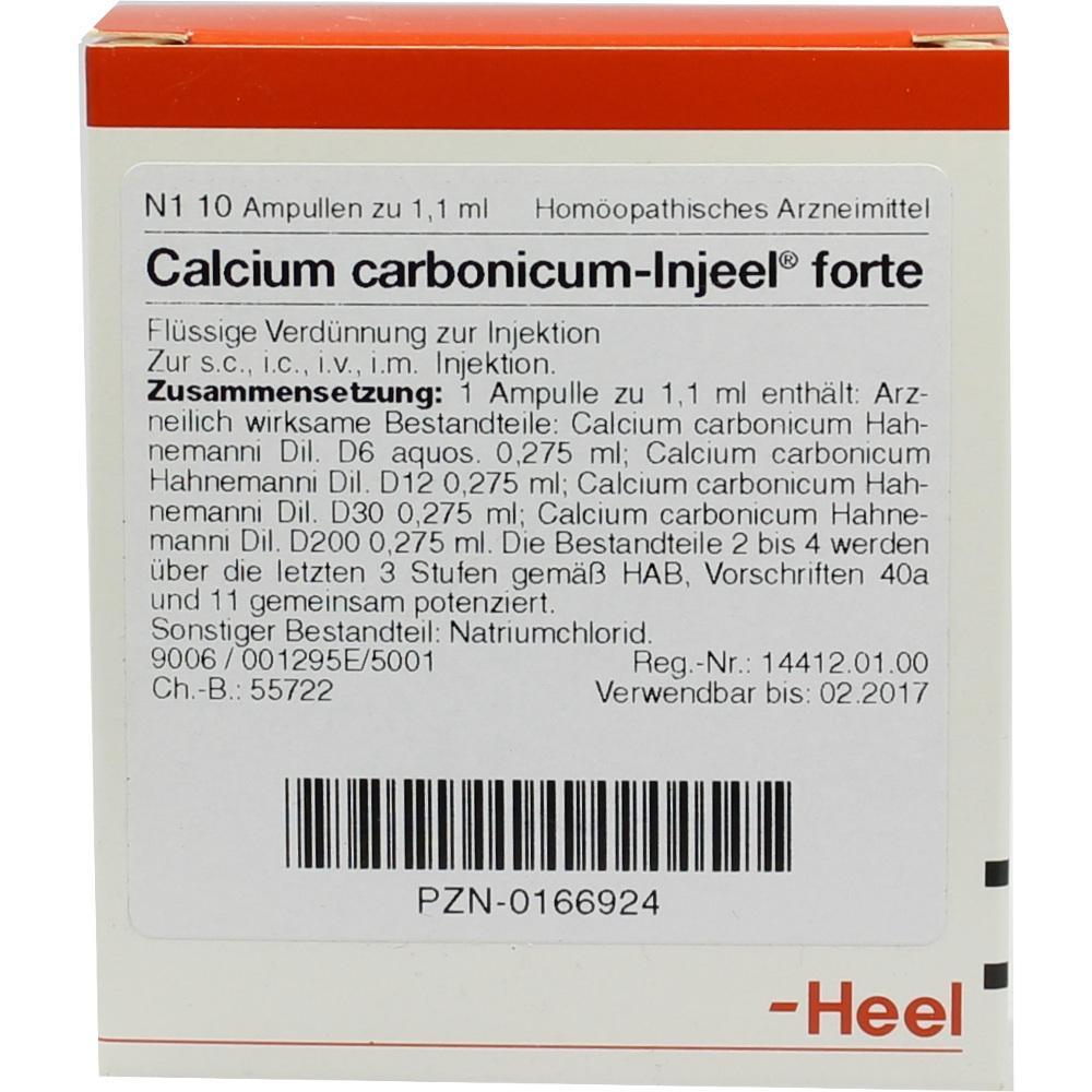 Verpackung einer hom&ouml;opathischen Injektionsl&ouml;sung namens Calcium carbonicum-Injeel forte.