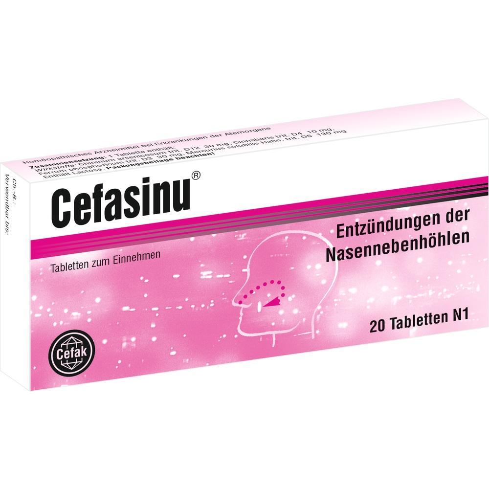 Eine Packung Cefasinu-Tabletten gegen Nasennebenh&ouml;hlenentz&uuml;ndungen.