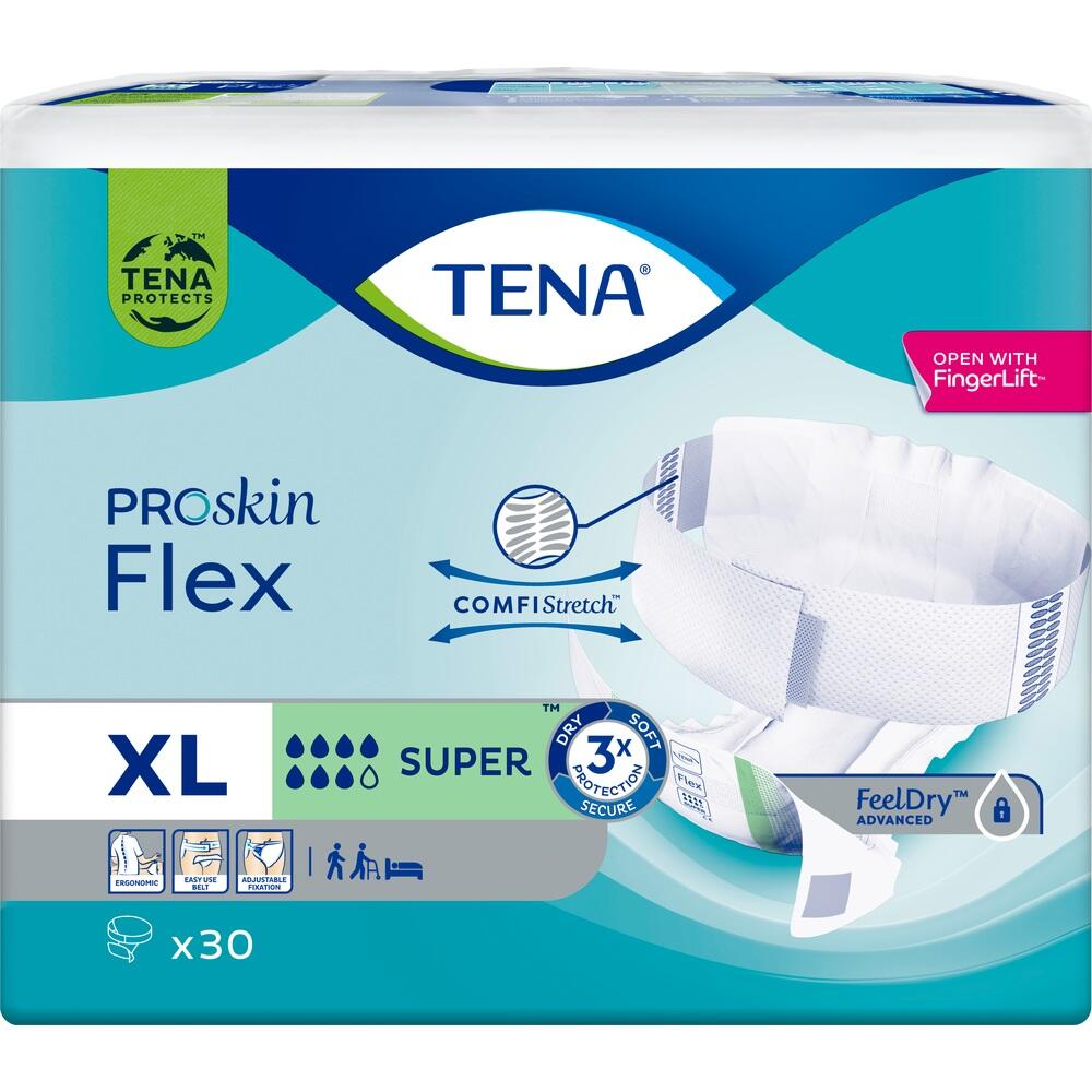Verpackung von TENA Proskin Flex Windeln in Gr&ouml;&szlig;e XL.