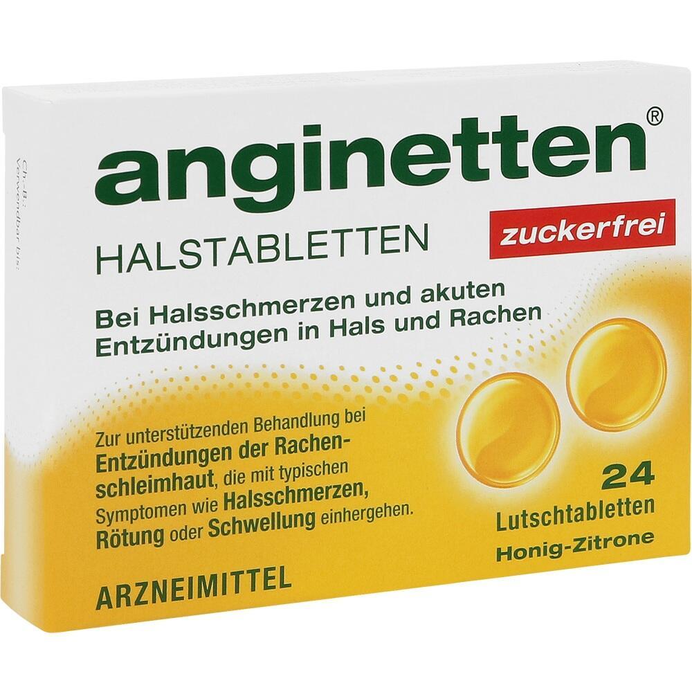 Verpackung von zuckerfreien Halstabletten mit Honig-Zitronengeschmack.