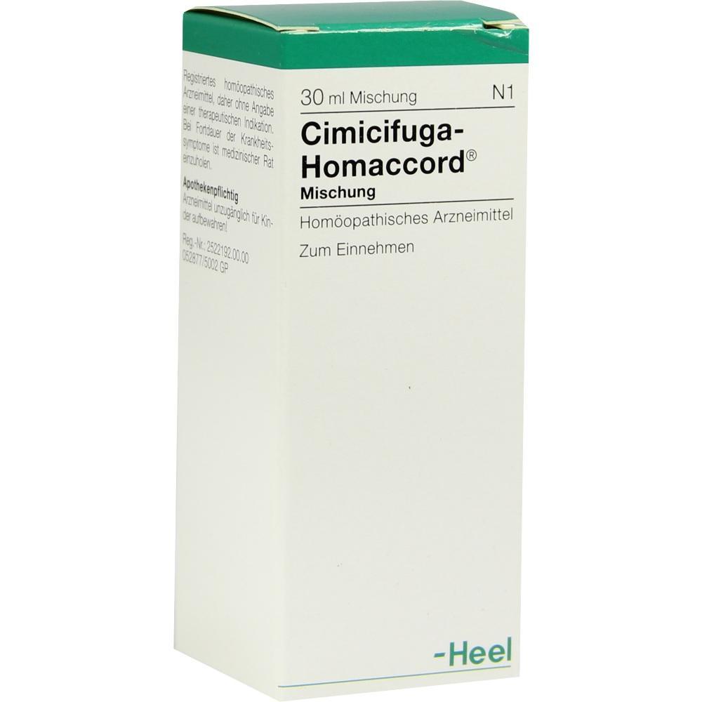 Wei&szlig;e Packung von Cimicifuga-Homaccord, einem hom&ouml;opathischen Arzneimittel.
