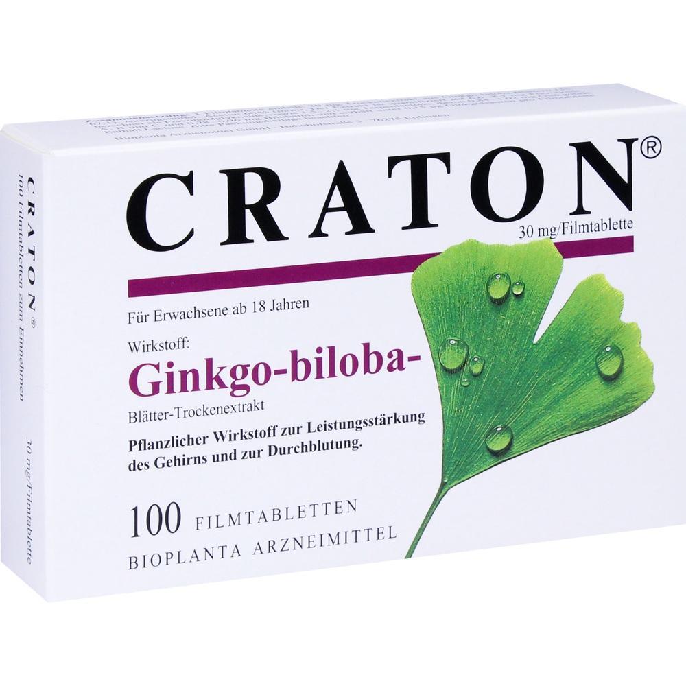 Verpackung von Ginkgo-biloba-Tabletten mit gr&uuml;nem Blatt und Wassertropfen.