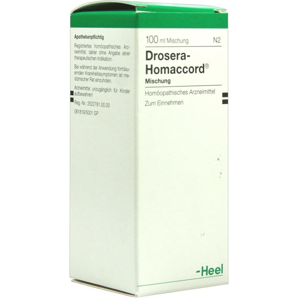 Eine Schachtel eines hom&ouml;opathischen Mittels namens Drosera-Homaccord.