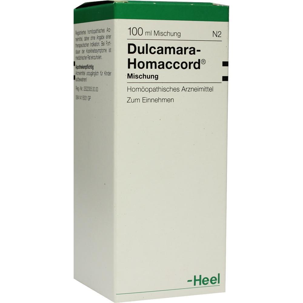 Eine wei&szlig;e Verpackung eines hom&ouml;opathischen Medikaments namens Dulcamara-Homaccord.