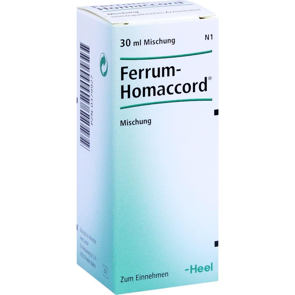 Eine wei&szlig;e Verpackung mit der Aufschrift "Ferrum-Homaccord Mischung".