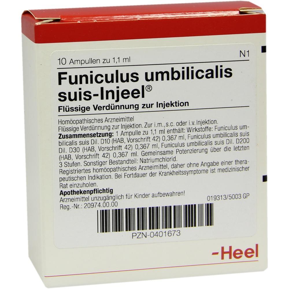 Packung einer hom&ouml;opathischen Injektionsl&ouml;sung namens "Funiculus umbilicalis suis-Injeel".