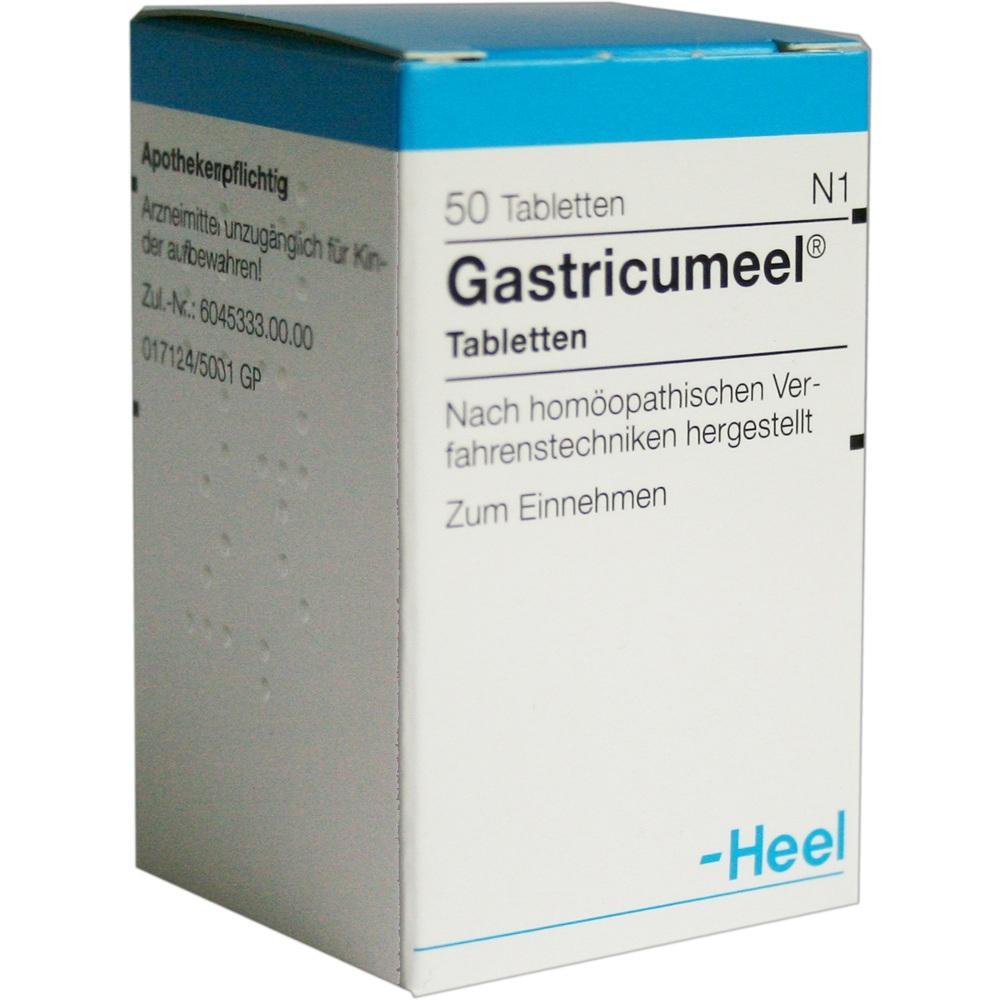 Eine Medikamentenverpackung mit 50 hom&ouml;opathischen Tabletten von Heel.