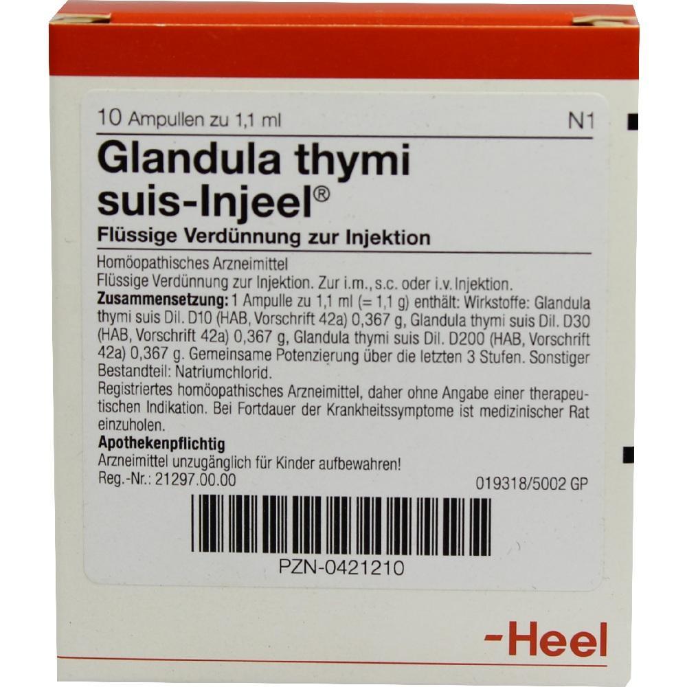 Verpackung mit hom&ouml;opathischem Injektionsmittel namens Glandula thymi suis-Injeel.