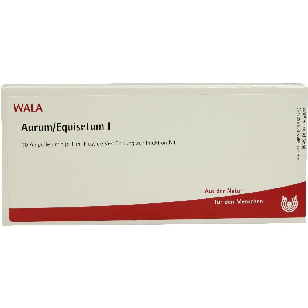 Weiße Packung mit der Aufschrift "WALA Aurum/Equisetum I" und rotem Streifen unten.