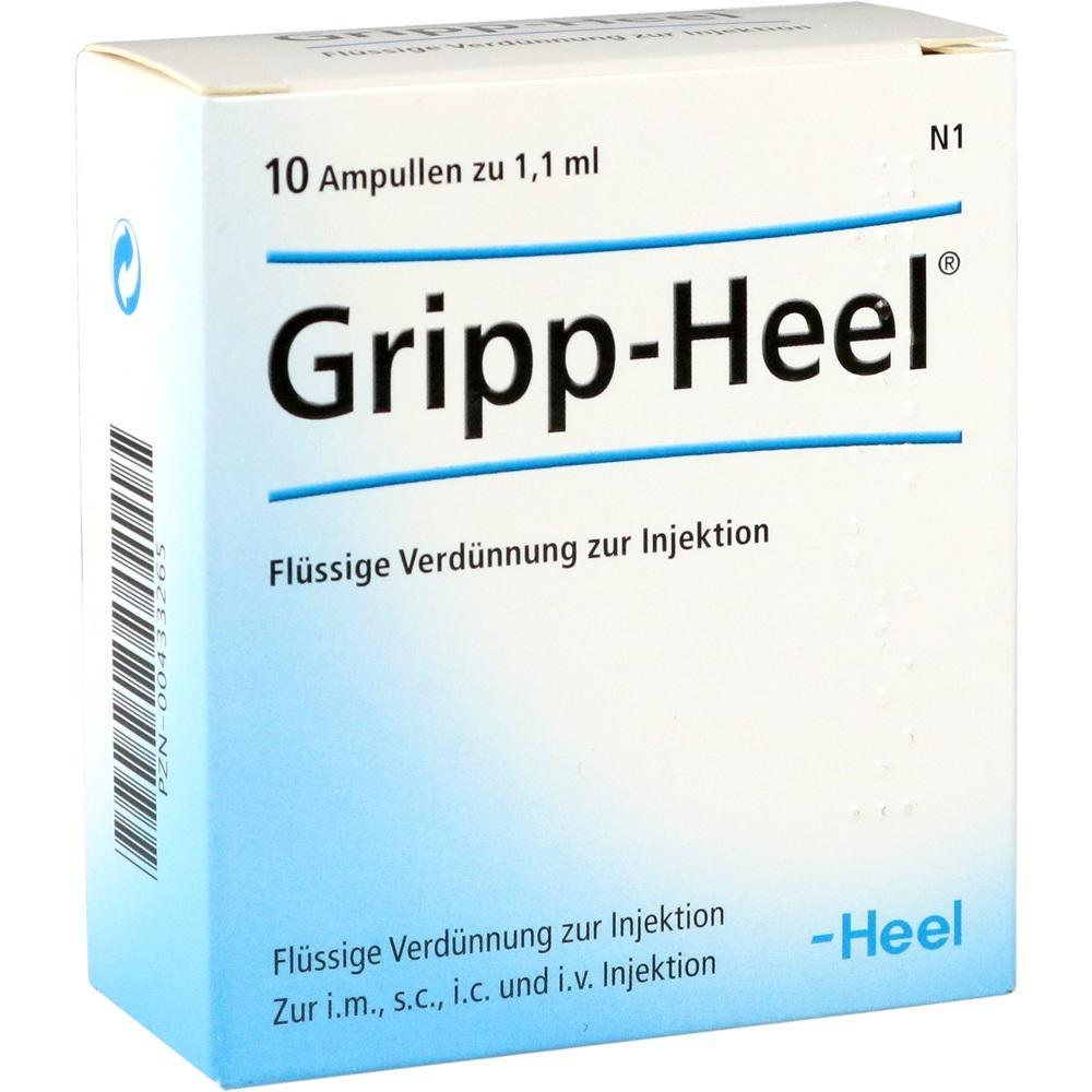 Eine Verpackung mit Injektionsampullen mit der Aufschrift "Gripp-Heel".