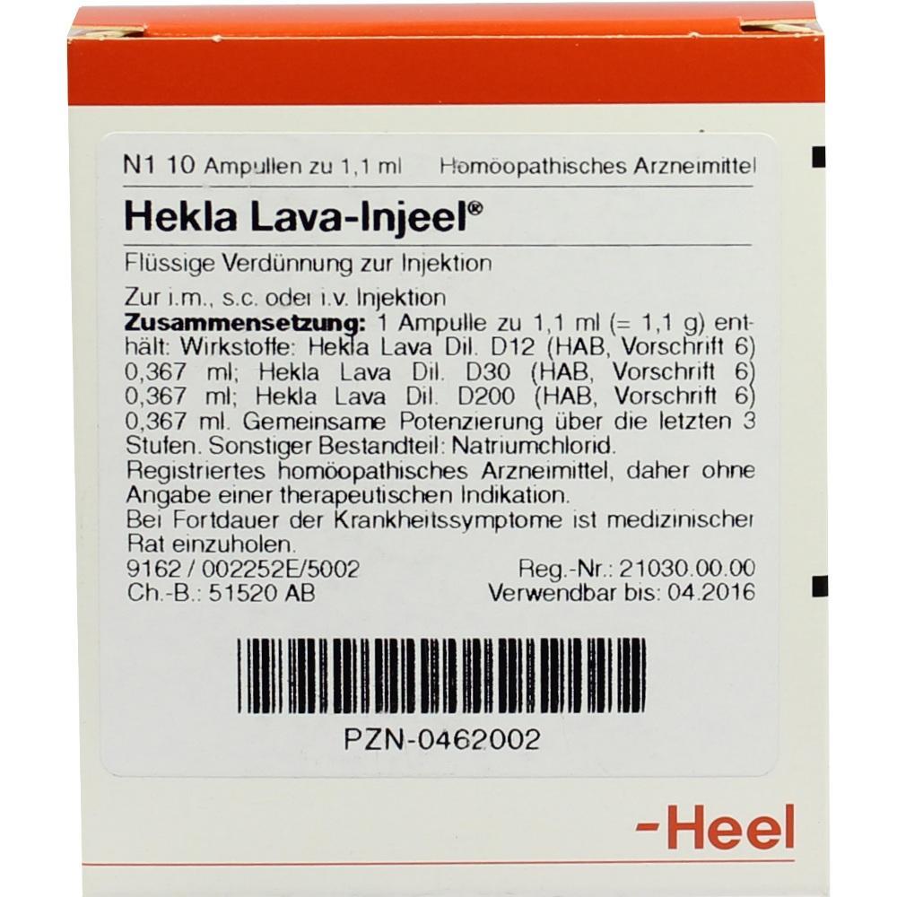 Packung eines hom&ouml;opathischen Arzneimittels namens Hekla Lava-Injeel.