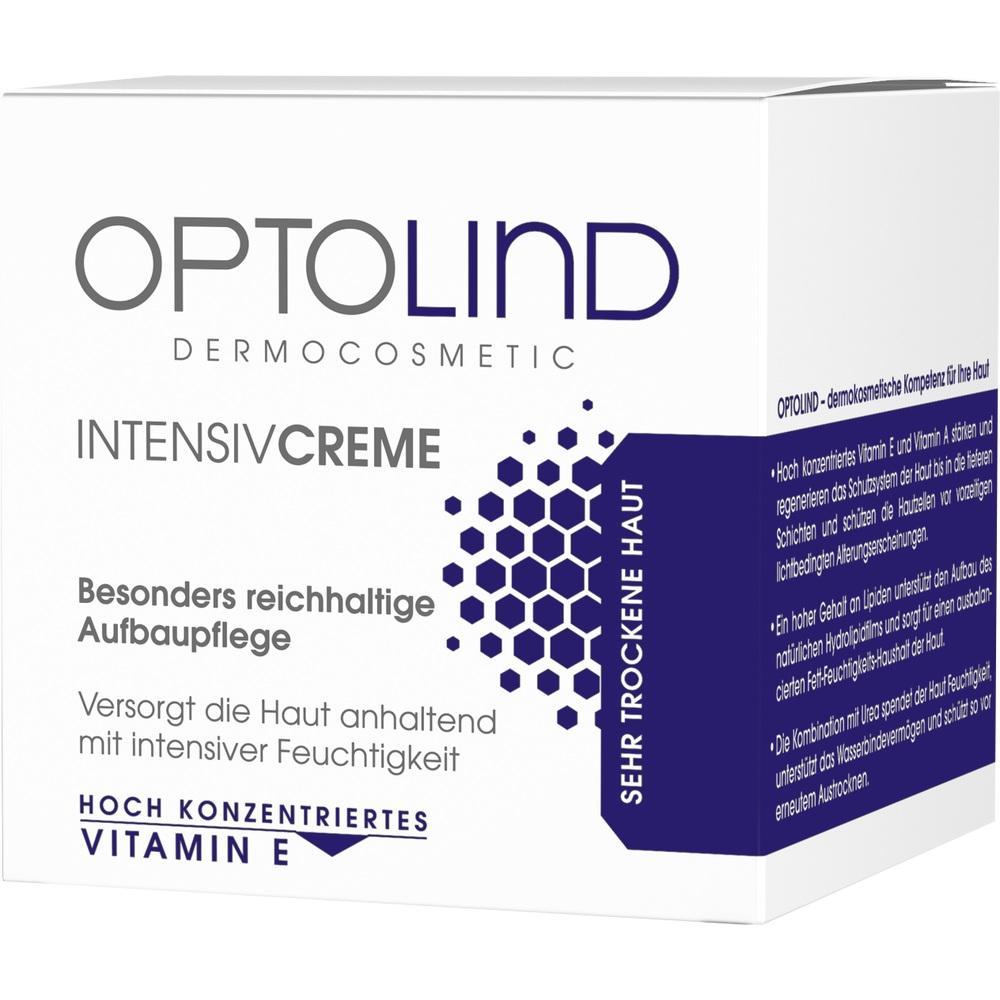 Eine Verpackung von Optolind Intensivcreme f&uuml;r sehr trockene Haut mit Vitamin E.