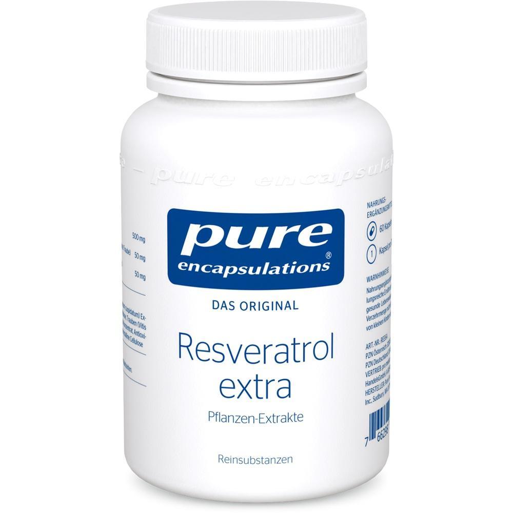 Eine wei&szlig;e Flasche mit Nahrungserg&auml;nzungsmitteln namens "Resveratrol extra".