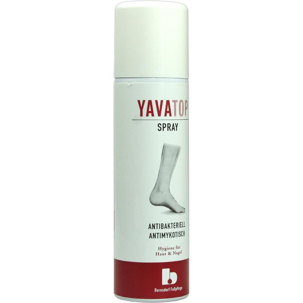 Spr&uuml;hdose mit der Aufschrift "Yavatop" f&uuml;r Fu&szlig;- und Nagelhygiene.
