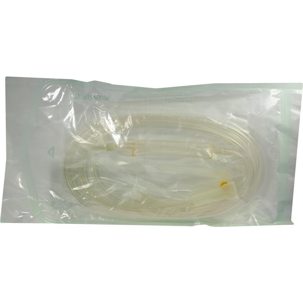 Ein transparenter Schlauch in einer verschlossenen Plastikverpackung.