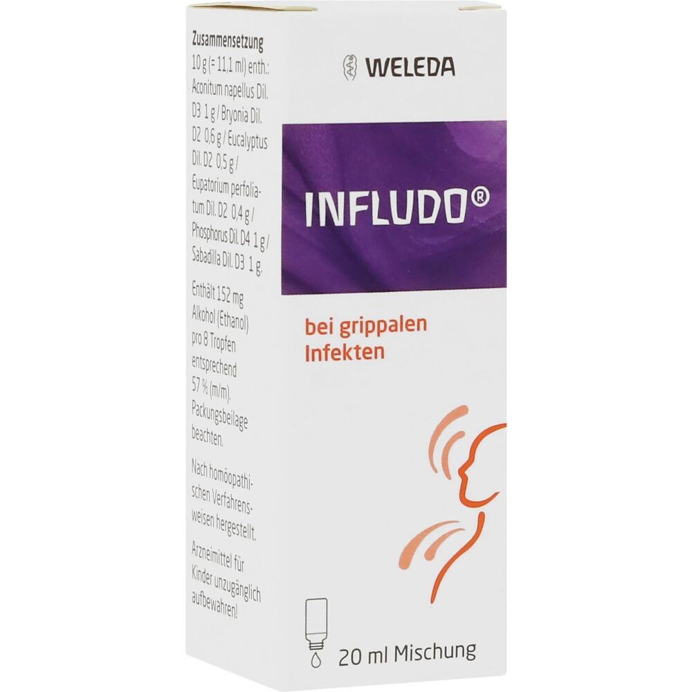 Schachtel mit Medizin gegen Grippe von Weleda mit violett-wei&szlig;er Verpackung.