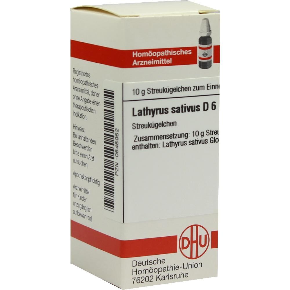 Schachtel eines hom&ouml;opathischen Arzneimittels mit der Aufschrift "Lathyrus sativus D 6".