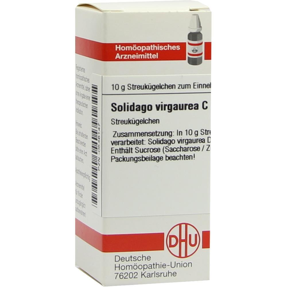Wei&szlig;e Schachtel mit hom&ouml;opathischen Globuli namens Solidago virgaurea C.