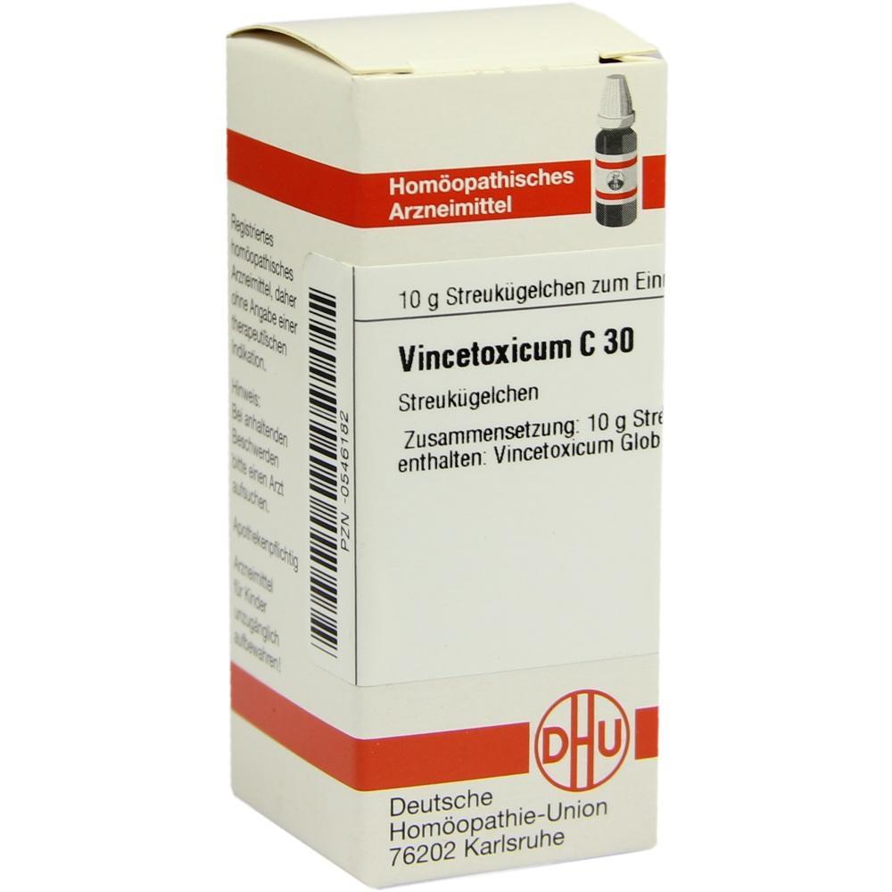 Eine Packung hom&ouml;opathischer Streuk&uuml;gelchen namens Vincetoxicum C 30.