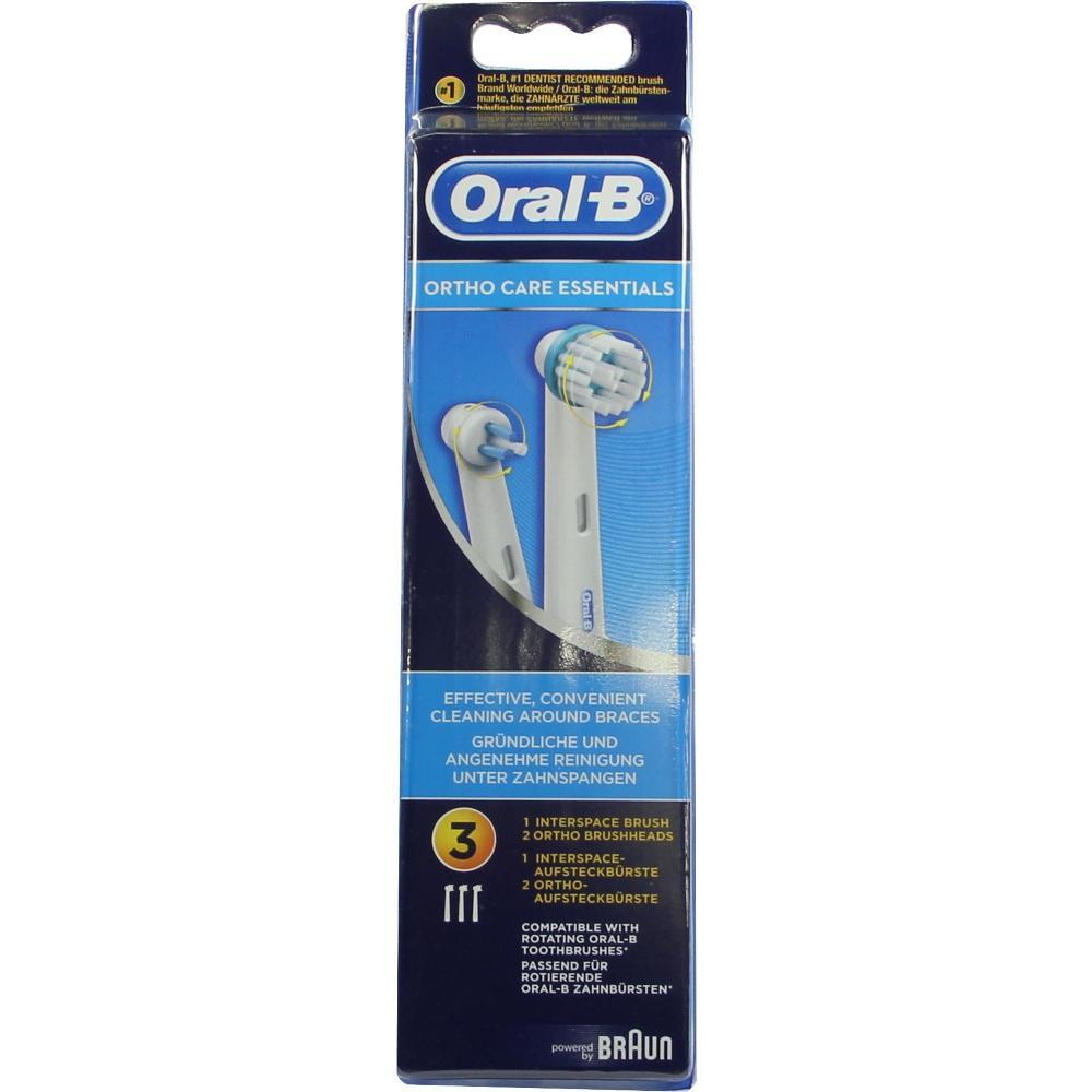 Verpackung von Oral-B Aufsteckb&uuml;rsten f&uuml;r Zahnspangen.