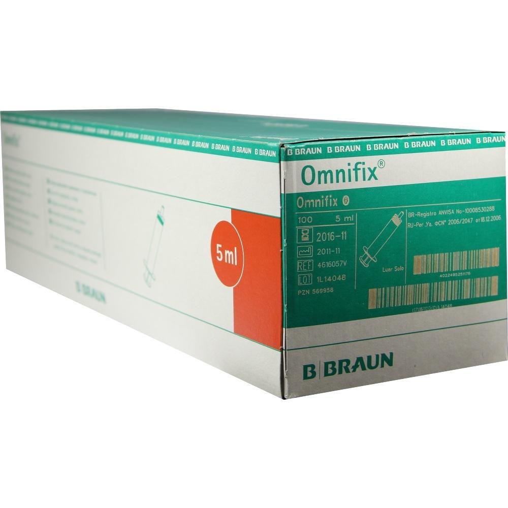 Eine Schachtel mit Omnifix-Spritzen, 5 ml, von B.Braun.