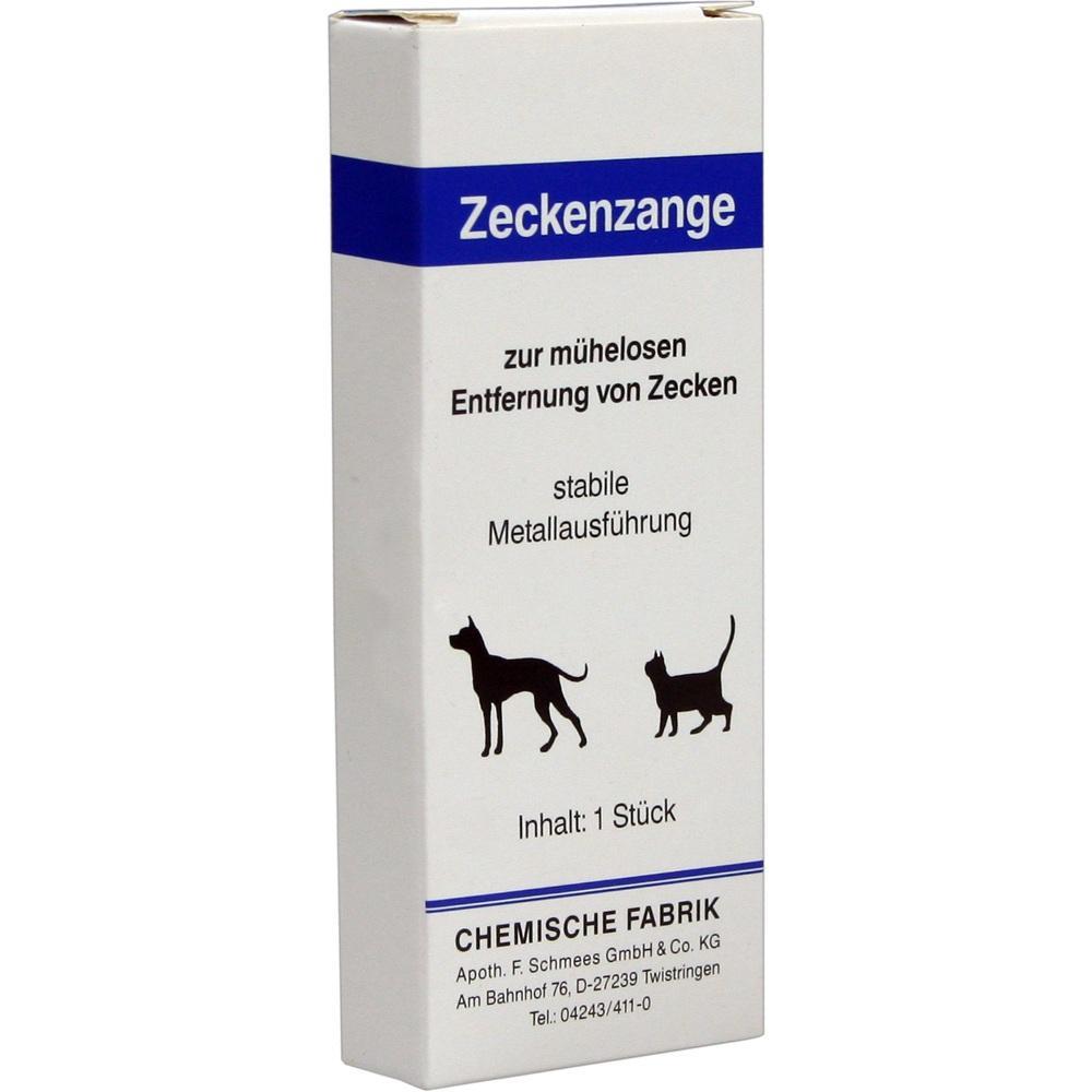 Verpackung einer Zeckenzange zur Entfernung von Zecken bei Tieren.