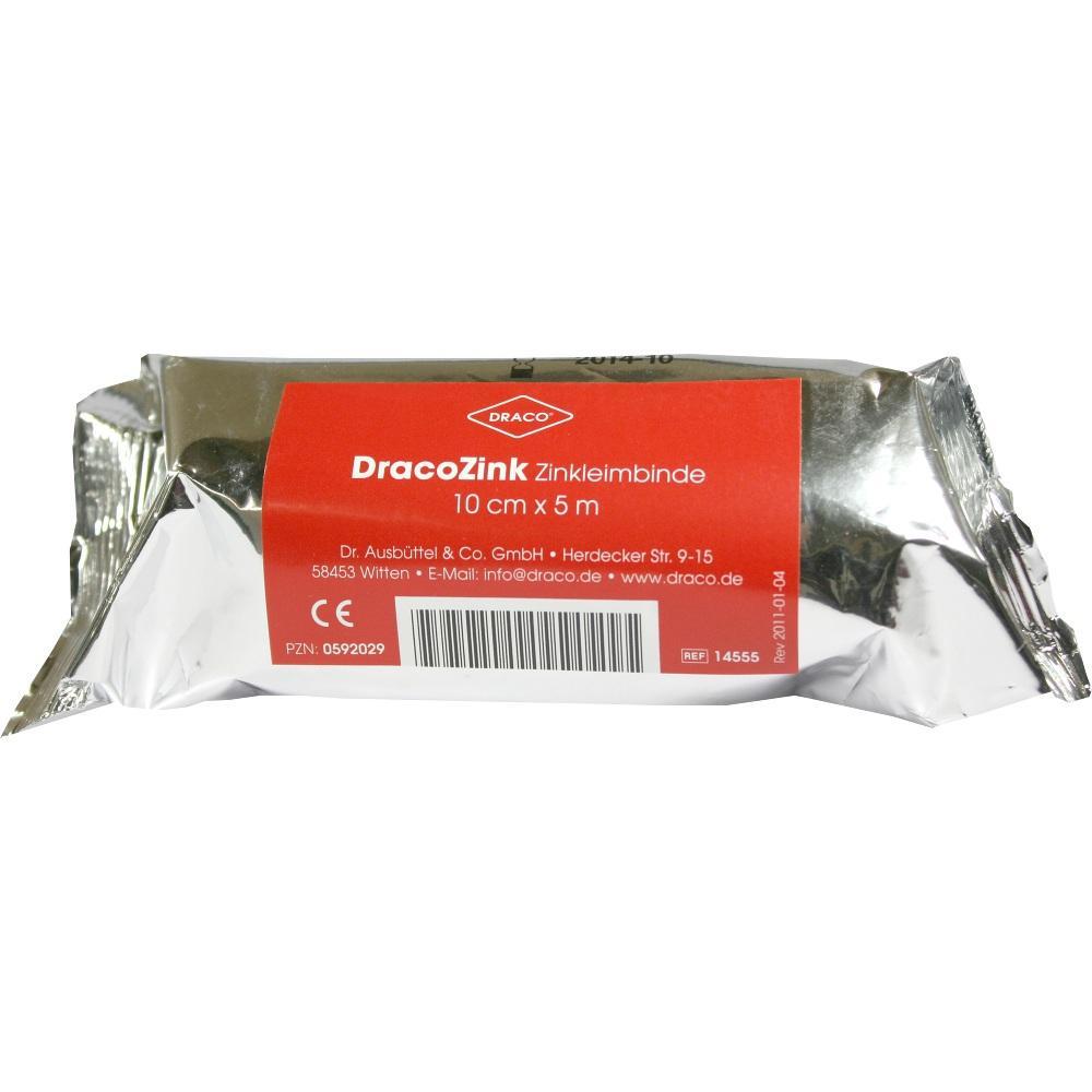 Eine verpackte Zinkleimbinde mit rotem Etikett und Adressinformationen.