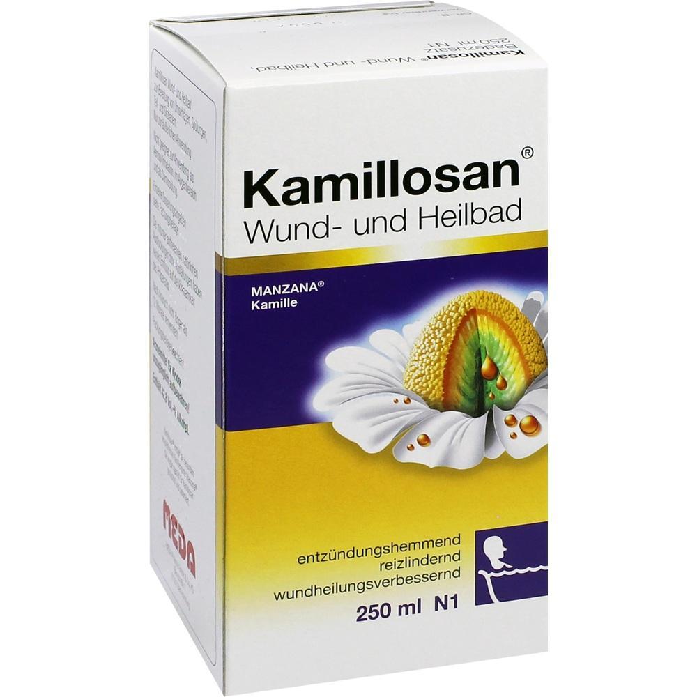 Eine Packung Kamillosan Wund- und Heilbad mit Kamille.