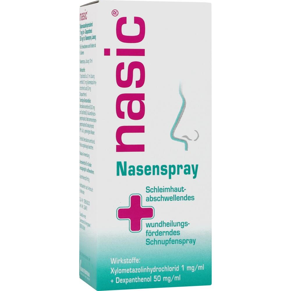 Eine Verpackung f&uuml;r Nasenspray der Marke "nasic".