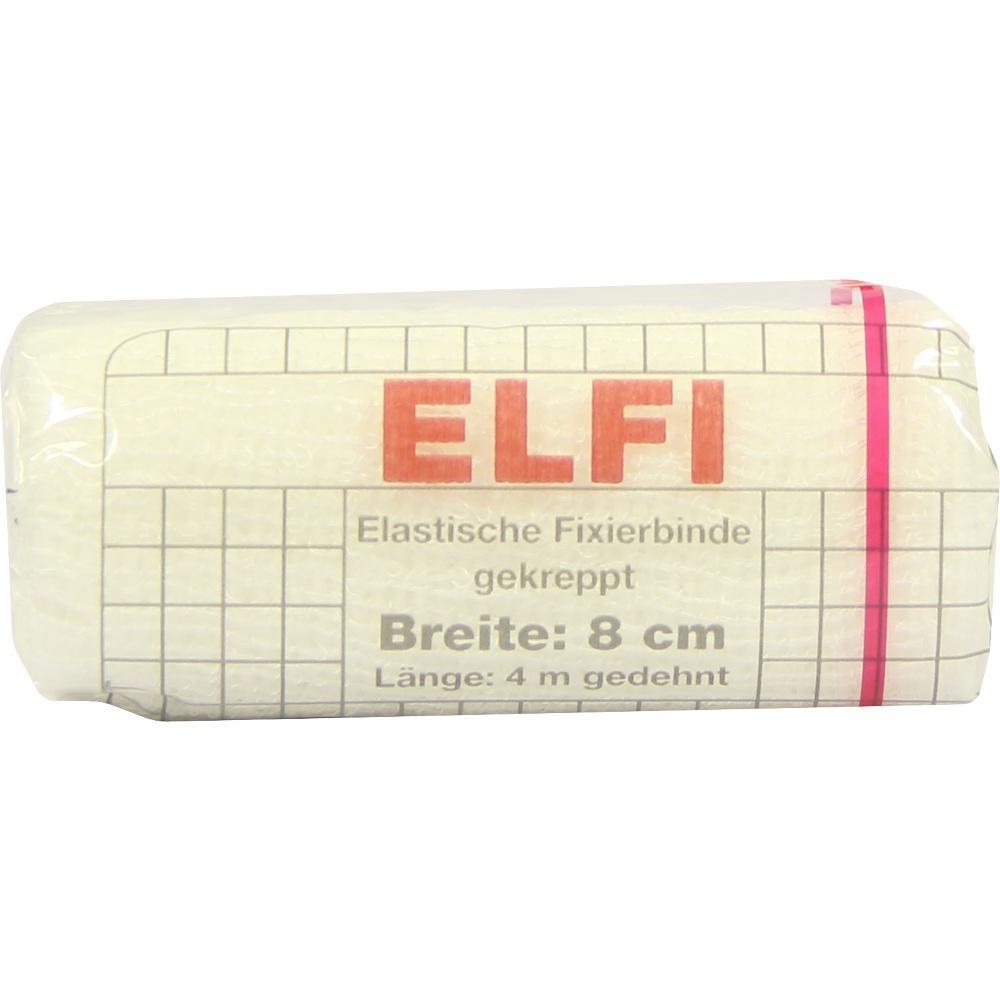 Eine eingepackte elastische Fixierbinde mit der Aufschrift "ELFI".