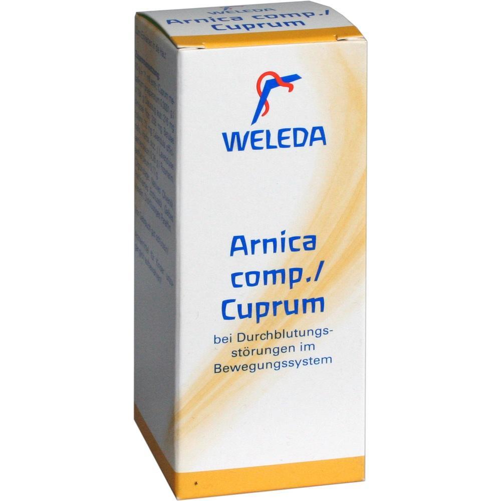 Eine Verpackung von Weleda Arnica comp./Cuprum f&uuml;r Durchblutungsst&ouml;rungen.