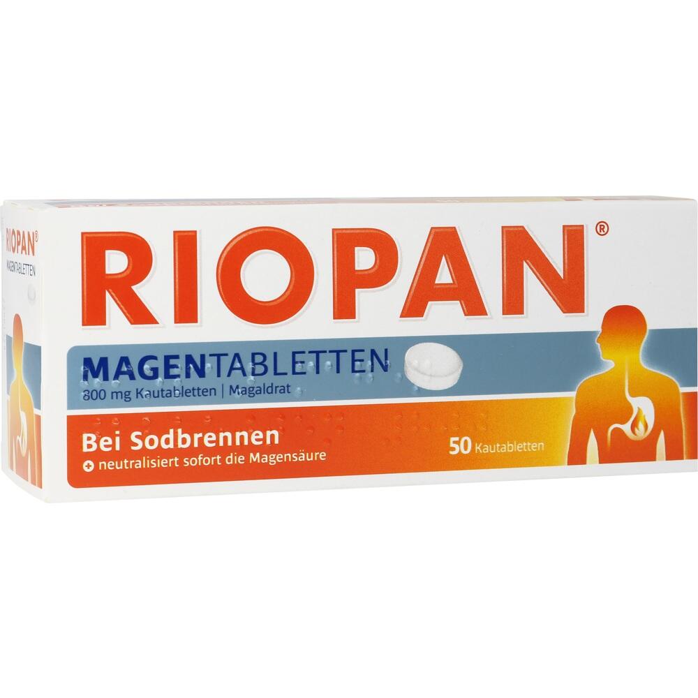 Eine Packung von Riopan-Magentabletten gegen Sodbrennen.