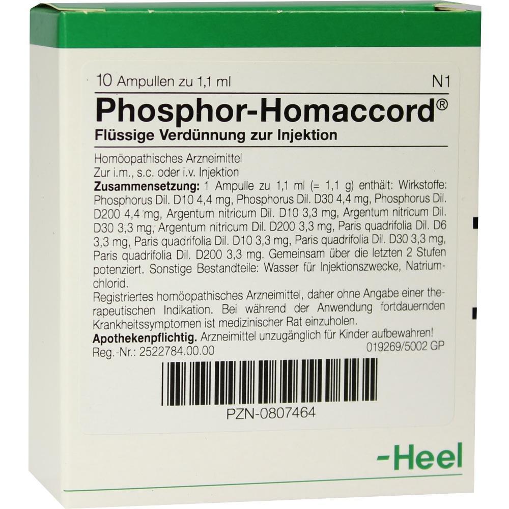 Verpackung von Phosphor-Homaccord, einem hom&ouml;opathischen Arzneimittel zur Injektion.