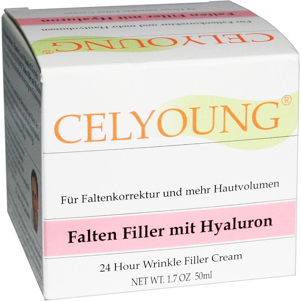 Verpackung einer Creme zur Faltenkorrektur mit Hyaluron.