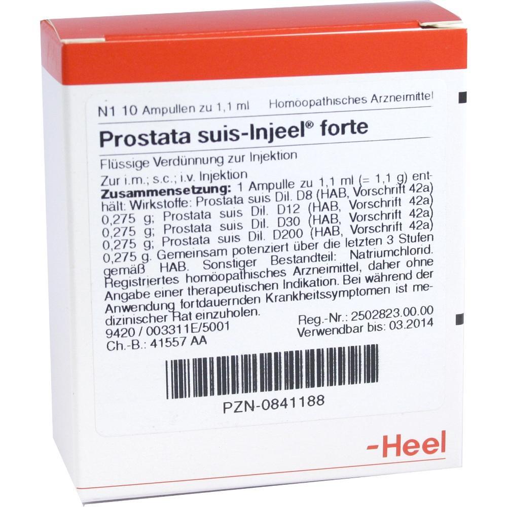 Eine Packung mit hom&ouml;opathischem Medikament zur Injektion namens "Prostata suis-Injeel forte".