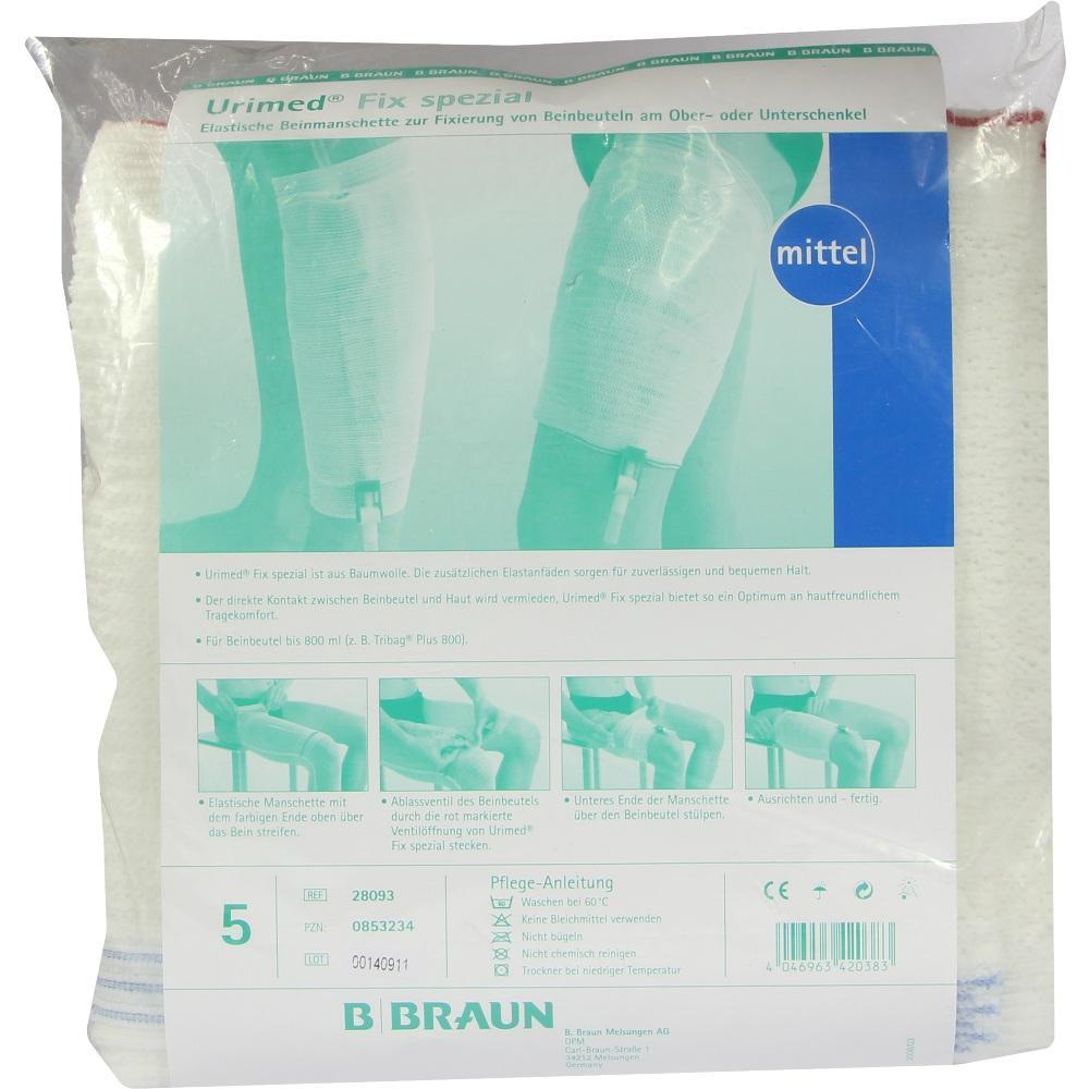 Verpackung für elastische Beinmanschette zur Fixierung von Beinbeuteln.