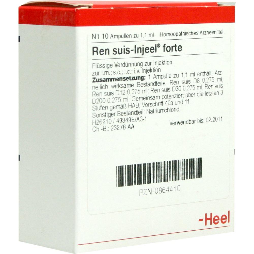 Eine Packung mit hom&ouml;opathischen Injektionsampullen namens "Ren suis-Injeel forte".