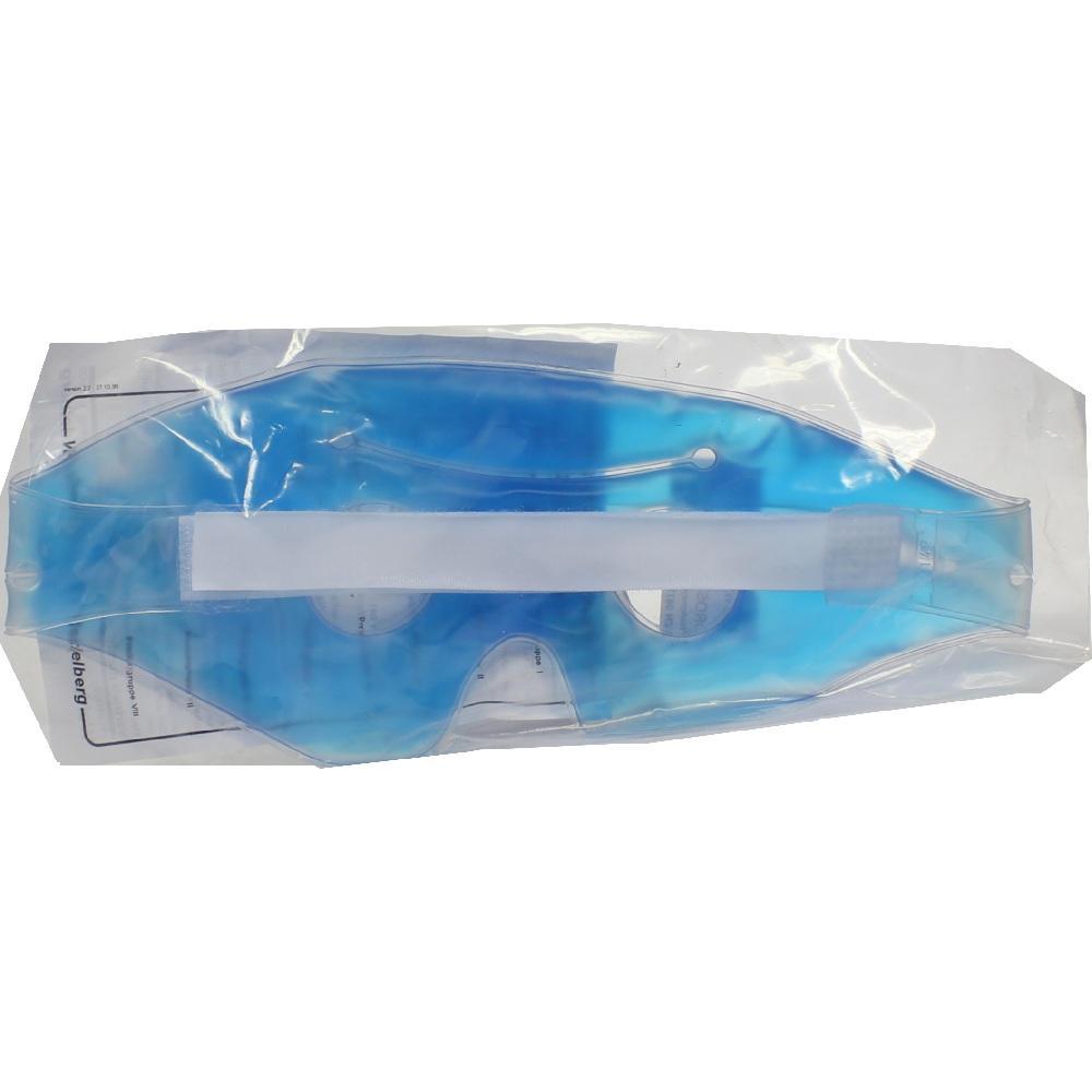 Eine blaue Gelmaske liegt in einer durchsichtigen Plastiktüte.