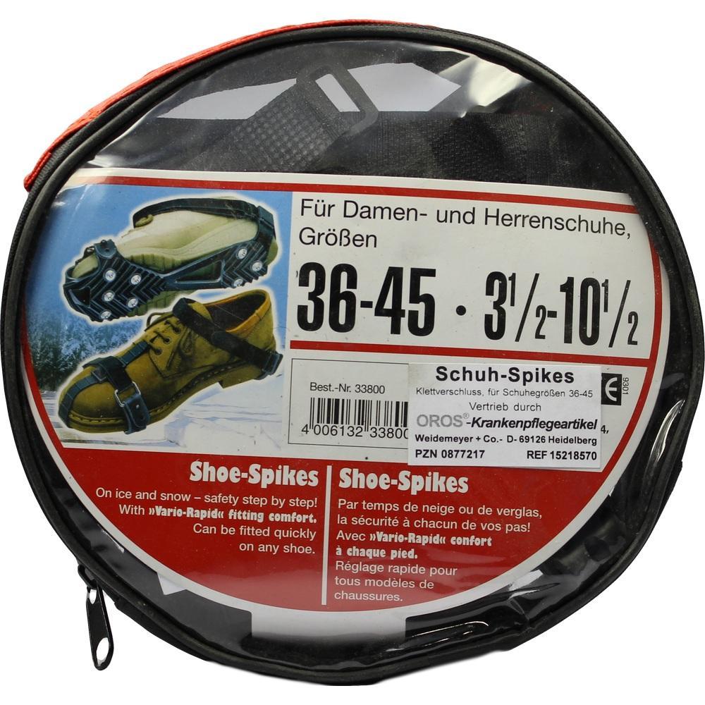 Runde Verpackung mit Schuh-Spikes für Schuhgrößen 36-45.