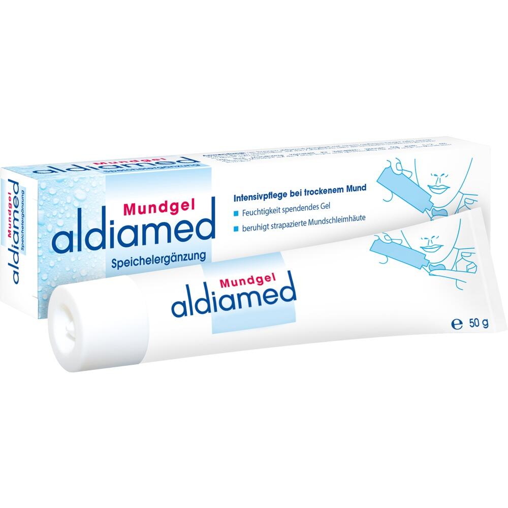 Eine Tube und Schachtel eines Mundgels zur Behandlung von Mundtrockenheit.