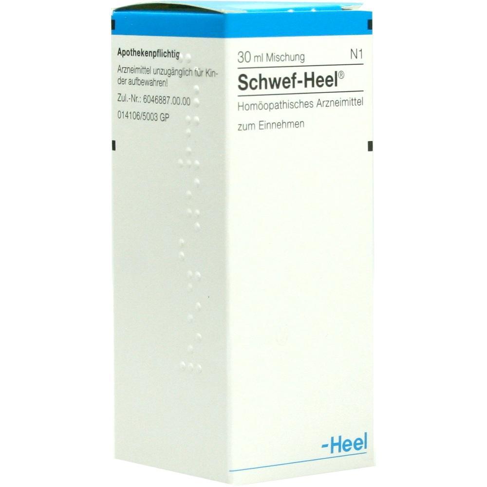 Wei&szlig;e Apothekenverpackung mit der Aufschrift "Schwef-Heel".