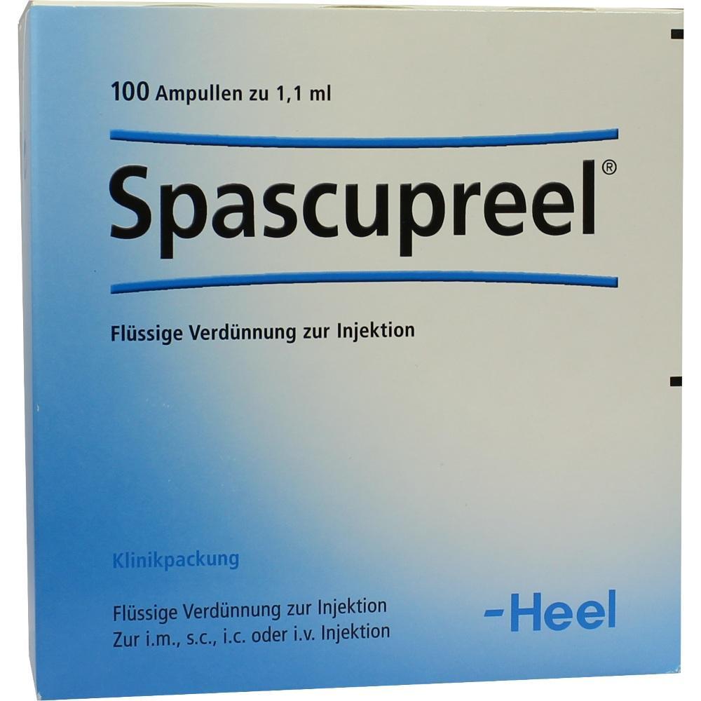 Verpackung von Spascupreel mit 100 Ampullen zur Injektion.