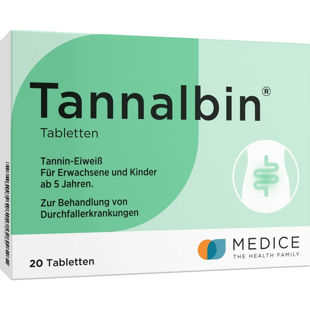Eine gr&uuml;ne Medikamentenverpackung mit der Aufschrift "Tannalbin Tabletten".