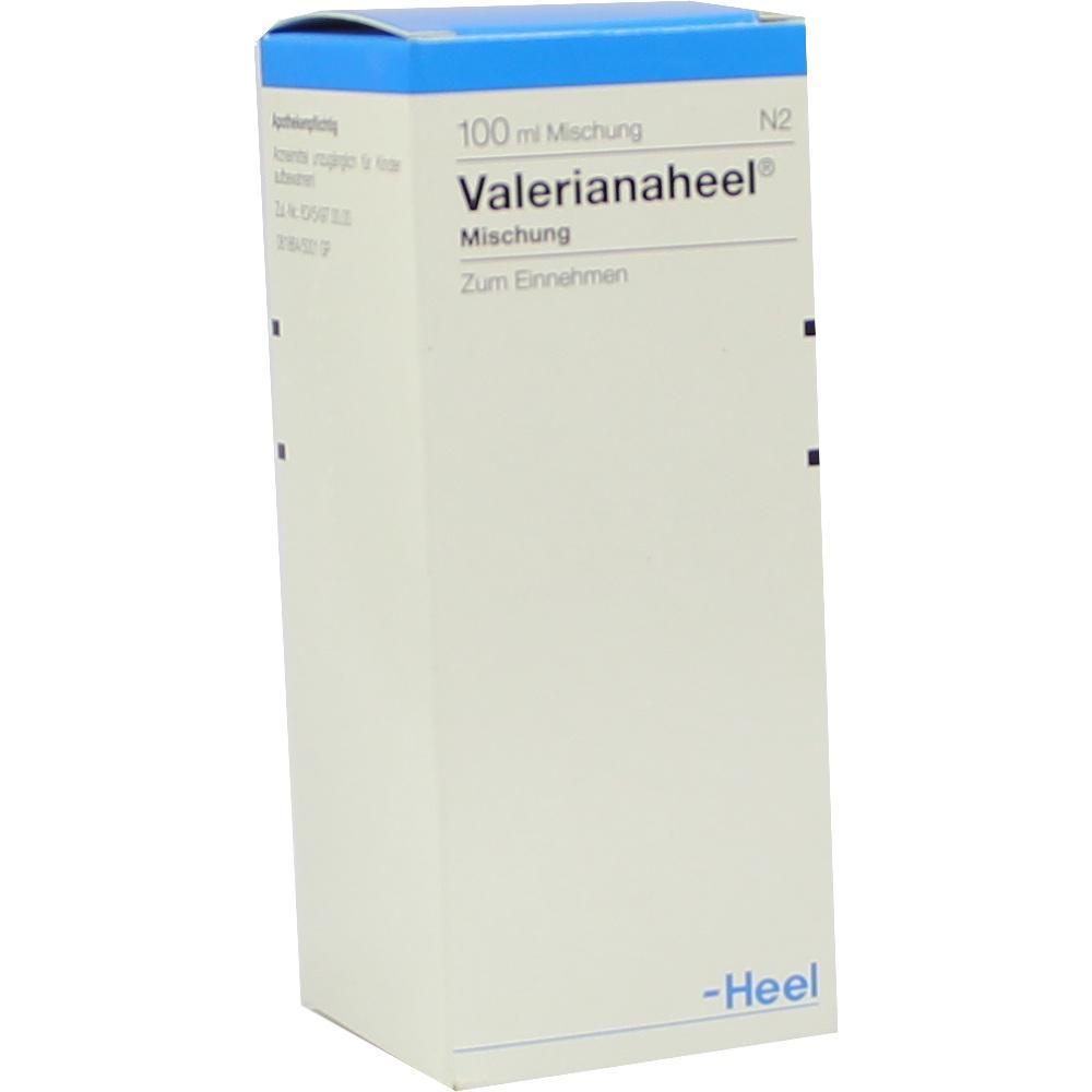 Die Verpackung zeigt ein Medikament namens Valerianaheel zum Einnehmen.